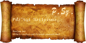 Pétyi Szilviusz névjegykártya